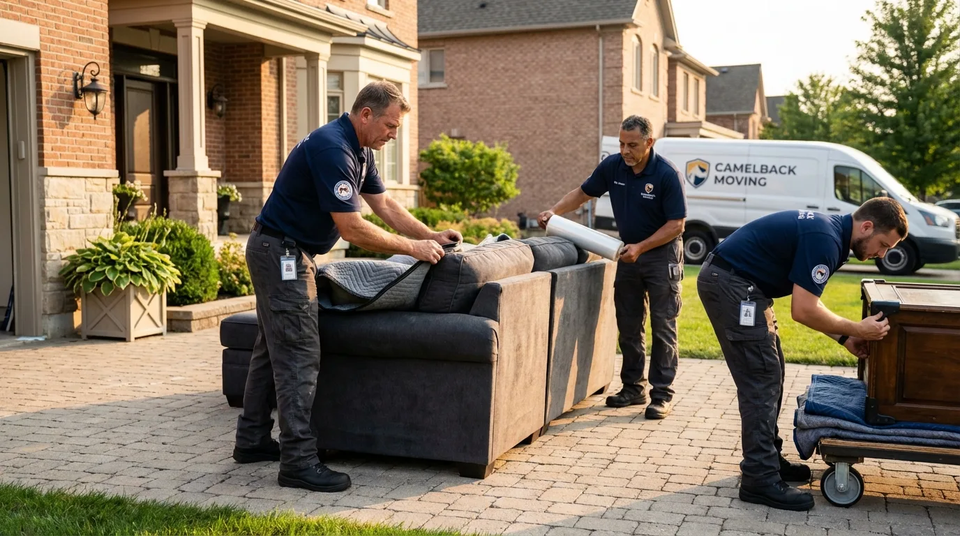 Large estate moving crew wrapping furniture in Redkey, IN
